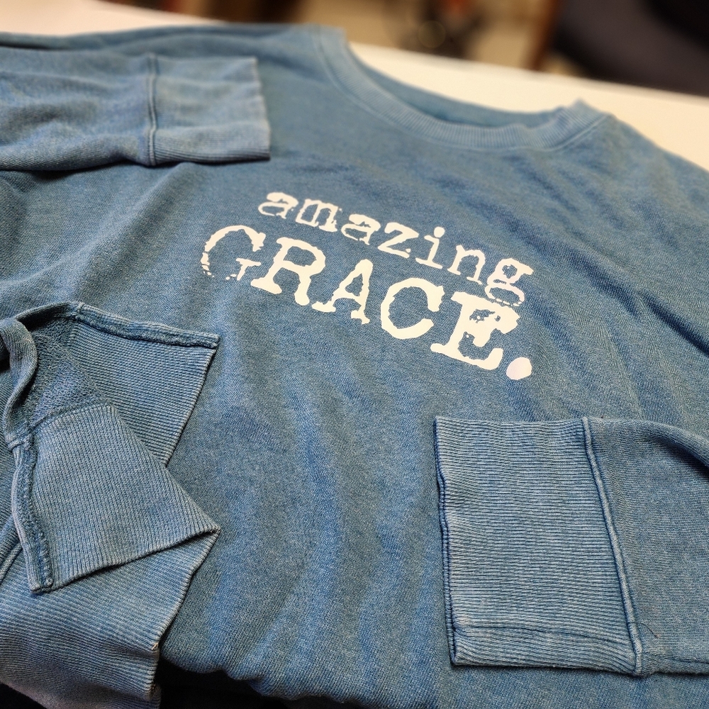 Teal Blue "Amazing Grace" Sweatshirt Tunic